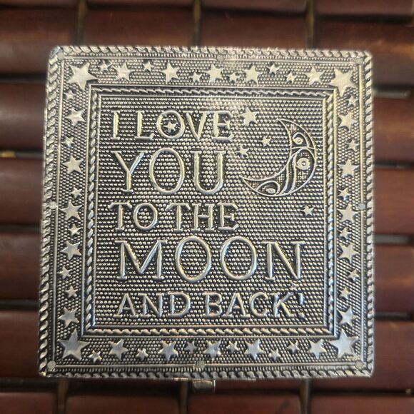 I Love You To The Moon and Back Silver Tone Jewelry / Trinket Box 4"x4"x2" - Picture 1 of 7
